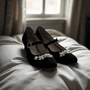 Black Velvet Mary Jane Shoes