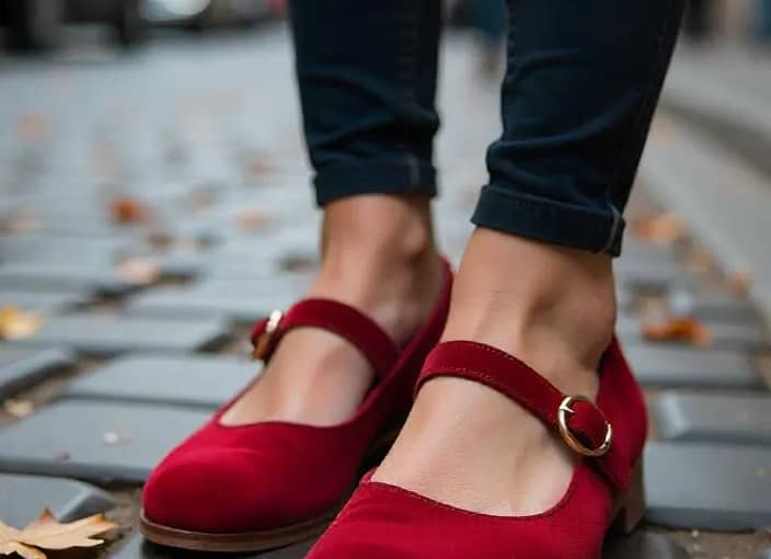 Velvet Mary Janes